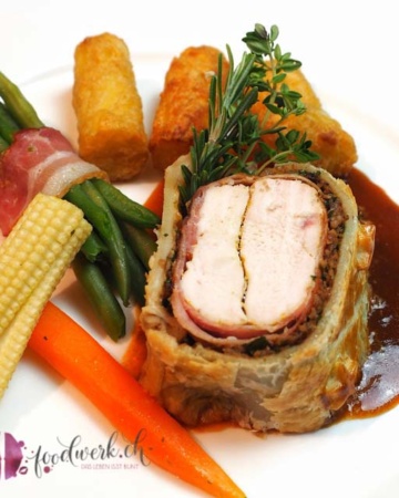 Poulet Wellington im Teig mit Champignon