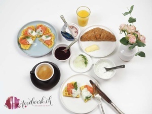 salzige Waffeln mit isländischem Rauchlachs von Mövenpick