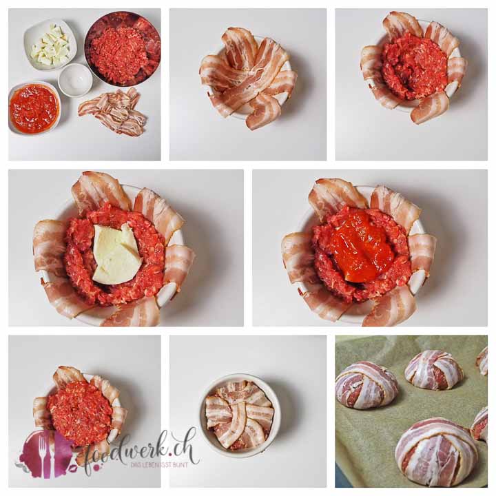 Hackfleisch ist vielfältig einsetzbar. Die Hackfleisch Bomben mit Käse sind Low Carb und unschlagbar gut.