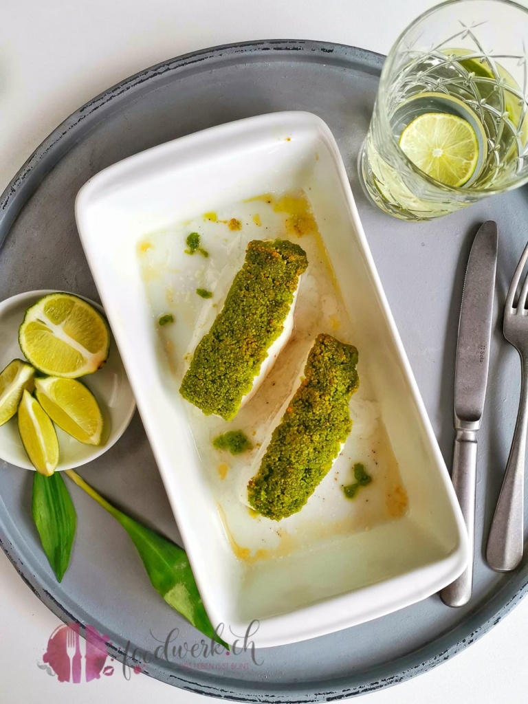 Dorsch in der Gratinschale mit Bärlauchkruste