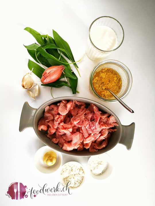 Zutaten für Geschnetzeltes an Bärlauch sauce