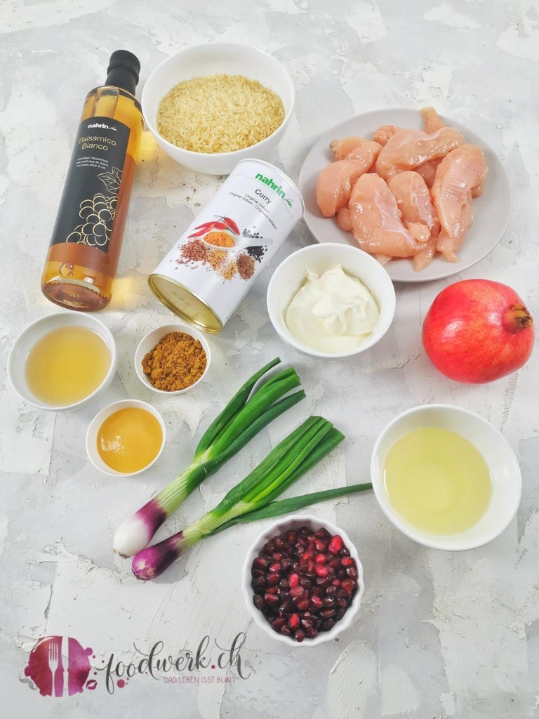 Zutaten für den Currysalat mit Nahrin Curry und Balsamico bianco