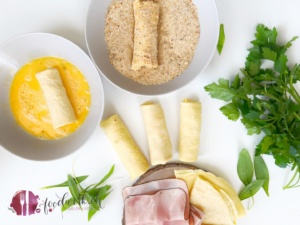 crepes rollen mit baerlauchfuellung panieren