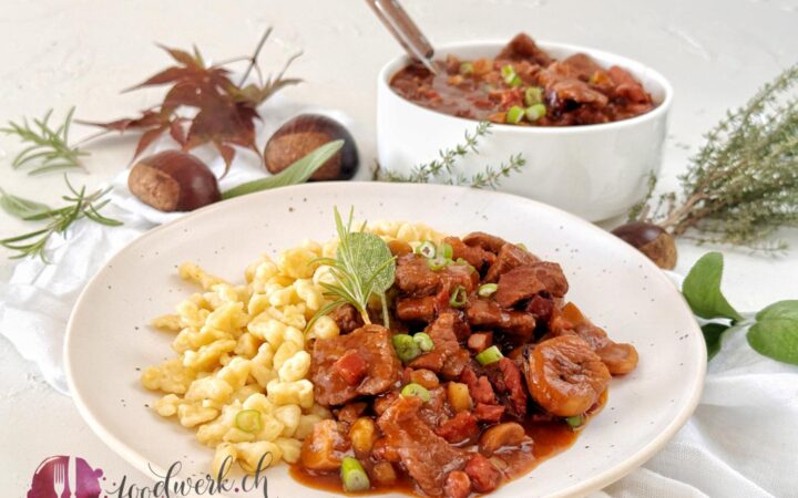 Rindsgeschnetzeltes mit Marroni