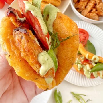 Gefüllte Bao Buns mediterran Style mit Poulet und Basilikum