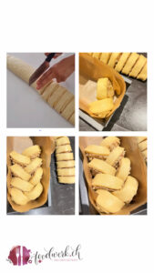 Einschichten in die Cakeform des Apfel Zimt Brioche