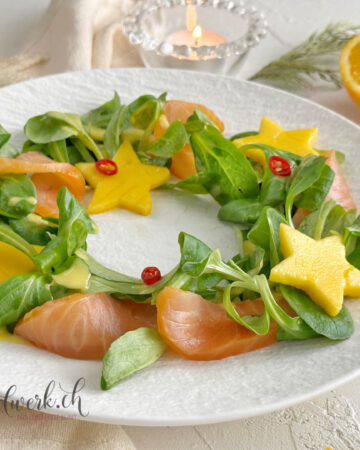 Nüsslisalat Rauchlachs Mango
